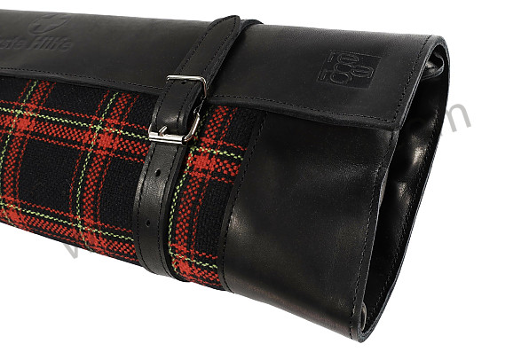 99A001078853 - REUTTER RECARO CLASSIC FIRST AID KIT CASE IN LEATHER AND FABRIC WITH STRAPS - BLACK WITH RED CHECK for Porsche 
