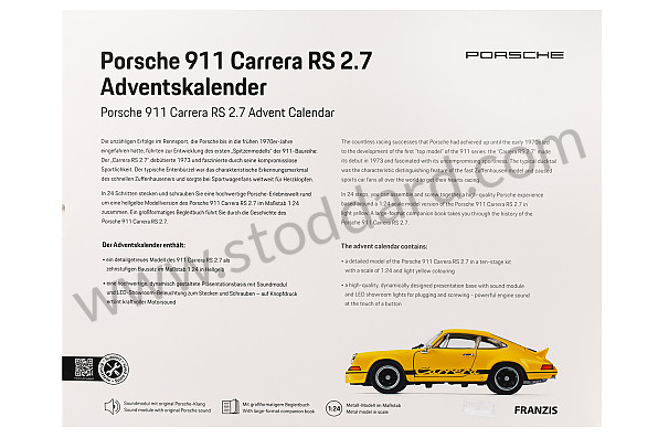 99A001083265 - 911 CARRERA 2.7 RS YELLOW ADVENT CALENDAR 1/24 SCALE WITH ENGINE SOUND AND LEDS (ENGLISH & GERMAN) for Porsche 