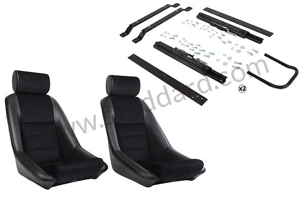 99A001084989 - COMPLETE KIT CLASSIC BUCKET SPORT SEAT + HEADREST + FIXINGS for Porsche 356C &bull; 1963 &bull; 1600 C (616/15) &bull; Cabrio C &bull; Manual Gearbox, 4 Speed