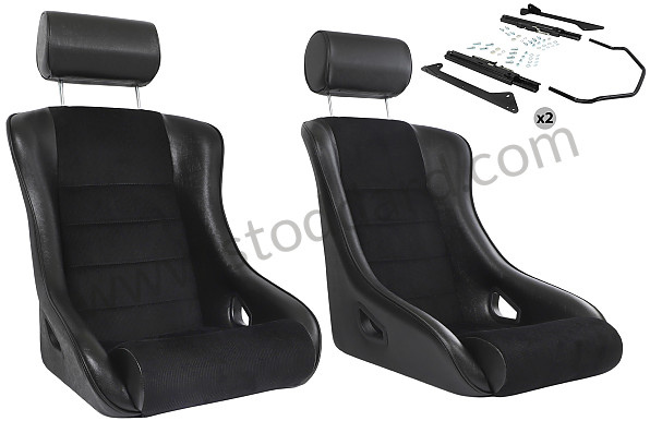 99A001091021 - COMPLETE KIT CLASSIC BUCKET SPORT SEAT + HEADREST + FIXINGS for Porsche 911 70-73 &bull; 1973 &bull; 2.4T-E &bull; Targa &bull; Automatic Gearbox