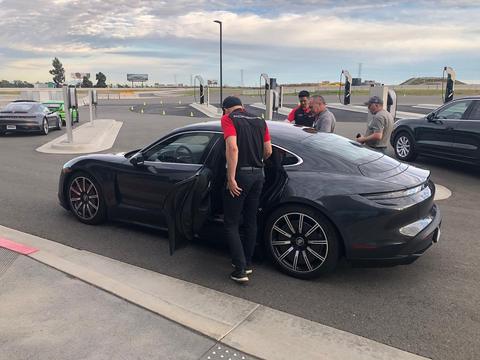 Several lucky "Shop Tour" goers got a ride in a new Taycan at PECLA!
