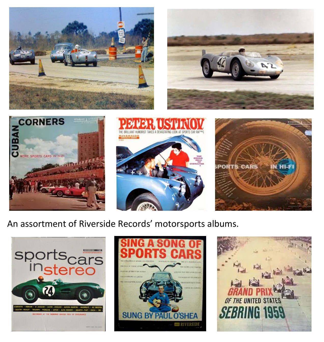 An assortment of Riverside Records motorsports albums