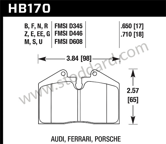 HB170Z650 - Hawk Brake Pad, Ceramic, Front or  Rear For 964 965 928
Note: Does not fit 1991-1992 C2 rear. for Porsche 