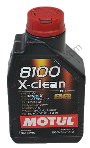 MOT102786 - Motul 8100 5w40 X-Clean C3 1 Liter for Porsche 