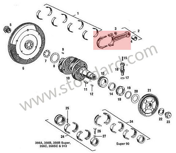 NLA10301206 - CP-CARRILLO PRO H CONNECTING ROD SET FOR 356/912 WITH 1/4" CARR BOLTS for Porsche 356A &bull; 1955 &bull; 1300 (506/2) &bull; Cabrio A T1 &bull; Manual Gearbox, 4 Speed