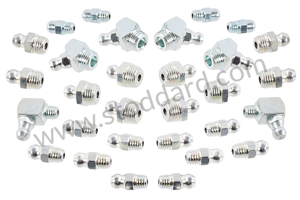 NLA16300100 - Grease Fitting Kit For Front Suspension. 26 Piece Set, All 356 for Porsche 356B T6 &bull; 1961 &bull; 1600 (616/1 T6) &bull; Cabrio B T6 &bull; Manual Gearbox, 4 Speed
