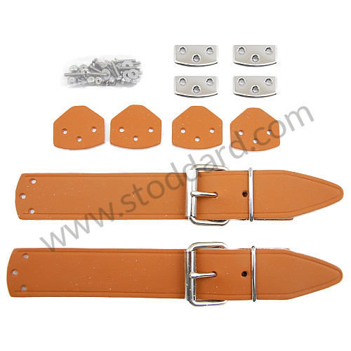 NLA51108010400 - Leather Hood Straps, Tan, 356 for Porsche 356A &bull; 1955 &bull; 1300 (506/2) &bull; Cabrio A T1 &bull; Manual Gearbox, 4 Speed