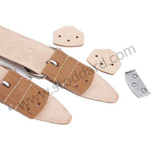 NLA51108010400 - Leather Hood Straps, Tan, 356 for Porsche 356A &bull; 1955 &bull; 1300 (506/2) &bull; Cabrio A T1 &bull; Manual Gearbox, 4 Speed