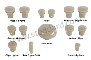 Complete Gray Dash Knob Set. New German Production. Matched To Nos. 14 Piece Set. 356A GREY / GREY (NLA552KNOGRY)