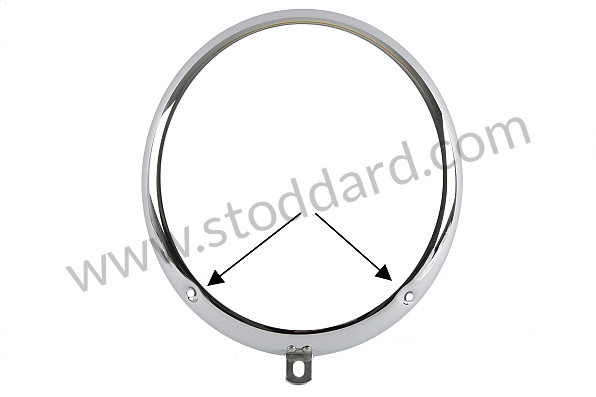 NLA62015 - 356 Headlamp Trim Ring With Fastening Screw Holes At 4 O-Clock And 8 O-Clock. Fits all 356 up through 356B T6.  Some early 356c had this as well. for Porsche 356B T5 &bull; 1959 &bull; 1600 (616/1 T5) &bull; Cabrio B T5 &bull; Manual Gearbox, 4 Speed