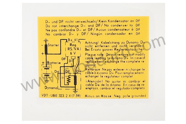 NLA70100701 - Voltage Regulator Decal 356, Water Transfer for Porsche 