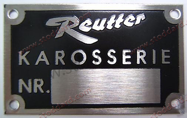 NLA70110200GW - Chassis Number Badge For Reutter Built Models - Kit Bundle for Porsche 