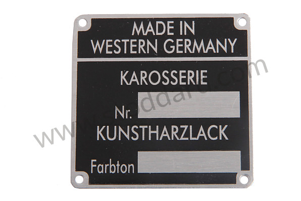 NLA70110700 - Chassis And Paint Number Plate 1965 Through Early 1970 911 And 912 for Porsche 