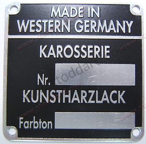 NLA70110700GW - Chassis And Paint Number Plate 1965 Through Early 1970 911 And 912 - Kit Bundle for Porsche 