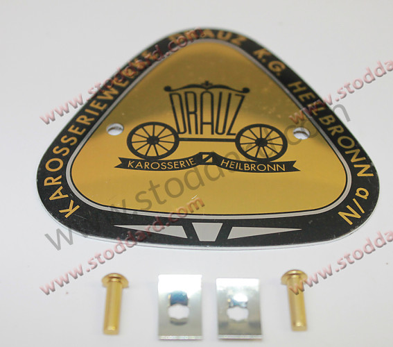 NLA72300701 - European Drauz Badge For Convertible D And Early Roadster Includes 2 Gold Rivets And 2 Clips for Porsche 