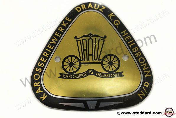 NLA72300701 - European Drauz Badge For Convertible D And Early Roadster Includes 2 Gold Rivets And 2 Clips for Porsche 