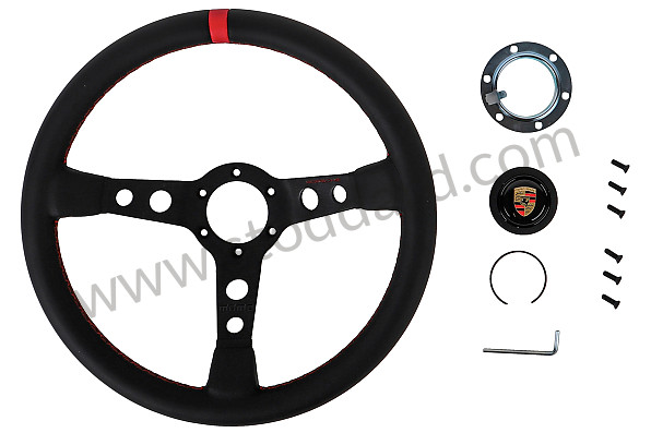 PCG34708420 - Porsche MOMO Sports Steering Wheel, Red Stitching for Porsche 