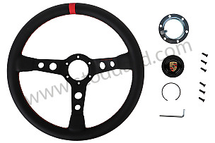 Porsche MOMO Sports Steering Wheel, Red Stitching  (PCG34708420)