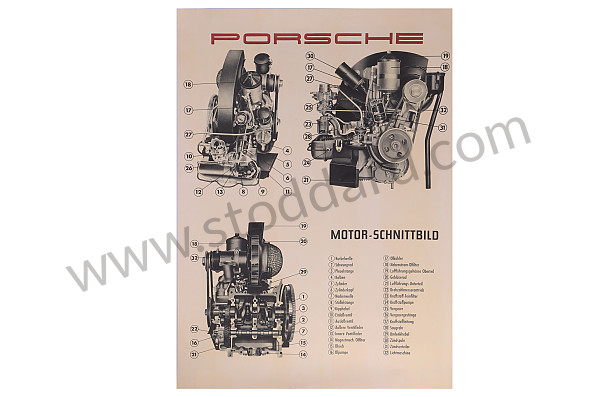 PCG35610030 - Cut-Away Poster Diagram Of Porsche 356A Engine -in German. for Porsche 