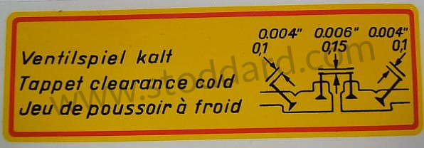 NLA70101500 - Valve Clearance Decal For 356 Super 90 And Sc for Porsche 