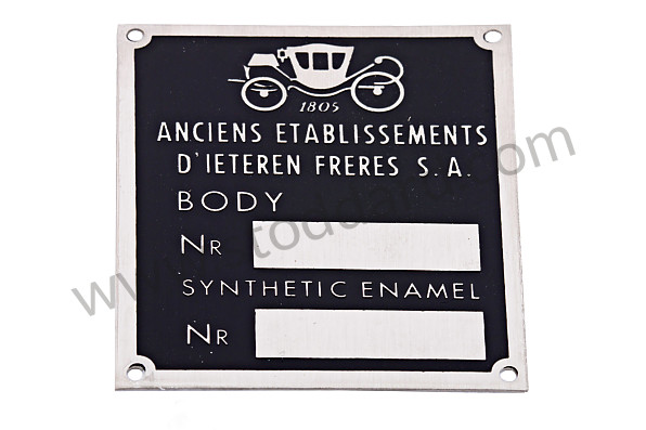 PCG70110600 - CHASSIS IDENTIFICATION PLATE + "DIETEREN" COLOUR, ROADSTER   for Porsche 