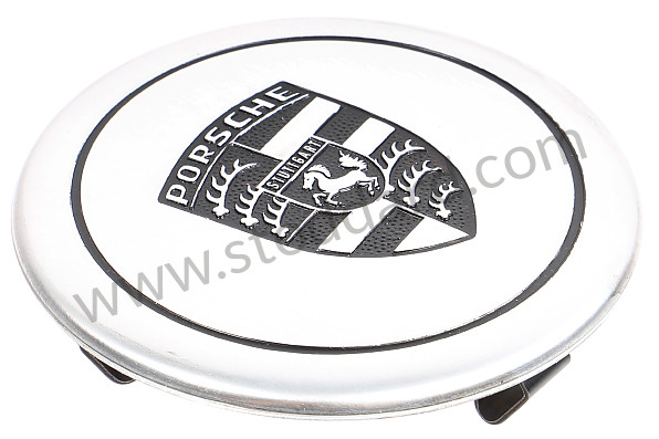 PCG90103910 - Hub Center Cap With Black Painted Porsche Crest, 3 Prong Clip Mount, 66mm for Porsche 