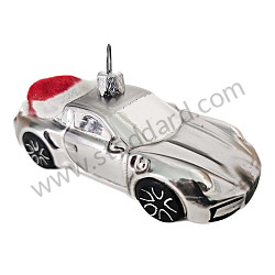 Hand-painted Porsche Christmas tree decoration in the shape of the Porsche 992 Turbo with Christmas hat. Made in Germany.  (WAP0500080SWBS)