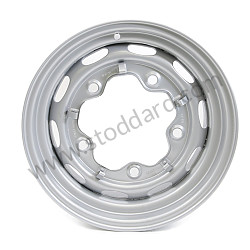 Powder coat 15 x 5.5 drum brake wheel,  powdercoated silver.  (NLA36101210SB)