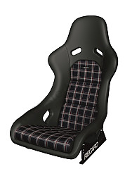 Recaro Classic Pole Position Abe Seat, Black Leather With Checkered Plaid Insert  (087000B28)