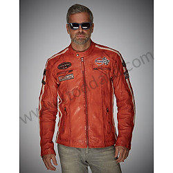 GULF ORANGE LEATHER RACING JACKET S MEASUREMENT (99A001001327)