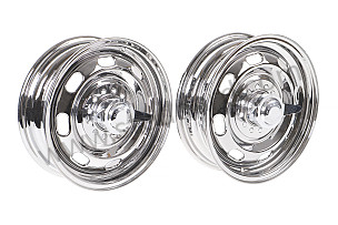 RUDGE TYPE WHEEL KIT WITH CENTRAL NUT (FOUR 15 X 4.5 WHEELS + ADAPTERS) CHROME / CHROME (99A001008328)