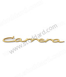 644 559 326 00 - Small Script Carrera Emblem, Gold, 143mm (5 5/8")