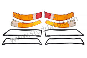 FRONT + REAR INDICATOR GLASS KIT WITH GASKET 911 912 69-73 CHROME EDGE  (99A001024500)