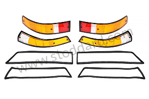 FRONT + REAR INDICATOR GLASS KIT WITH GASKET 911 912 69-73 BLACK EDGE  (99A001024501)