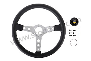BLACK LEATHER MOMO PROTOTIPO THREE-SPOKE STEERING WHEEL NOIR ET ALU / NOIR ET ALU / 370 MM (99A001024514)