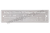 000 701 101 03 - Plaque d'identification de ch&acirc;ssis en acier pour 356 Prea