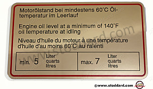 Engine Oil Level Decal, Red Border 911 1965-1968.  (90100650401R)