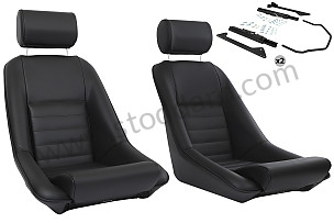 CLASSIC BUCKET SPORT SEAT KIT + HEADREST + FIXINGS COMPLETE KIT / BLACK / BLACK / LEATHER (99A001091024)