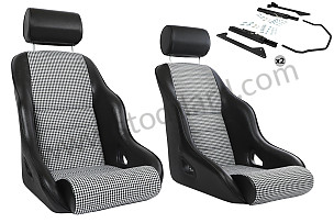CLASSIC BUCKET SPORT SEAT KIT + HEADREST + FIXINGS COMPLETE KIT / BLACK AND WHITE / BLACK AND WHITE / IMITATION LEATHER (99A001091032)