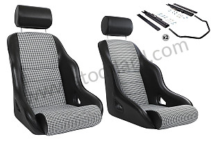 CLASSIC BUCKET SPORT SEAT KIT + HEADREST + FIXINGS COMPLETE KIT / BLACK AND WHITE / BLACK AND WHITE / IMITATION LEATHER (99A001091042)
