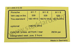 Vehicle Capacities And Tire Pressure Decal. 911 1972-1973  (91100651220)