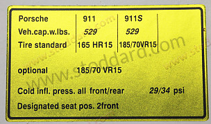 Tire Pressure Sticker For 911 1974 Only.  (91100651203)