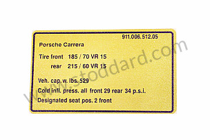 Tire Pressure Decal For Carrera Rs 2.7 2.7rs  (91100651205)