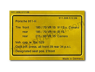 Vehicle Capacity And Tire Pressure Decal Sticker 1975 Porsche 911s And Carrera  (91100651206)