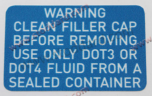 Brake Fluid Decal For Under Front Hood. 911 1987-1989  (91100654100)
