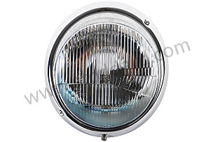 Headlamp assembly, European-Style H4 with chrome rim. Fits 911/912 1965-1989 FOR RIGHT-HAND DRIVE VEHICLES / NOT ADJUSTABLE / WHITE / WHITE / for OUTSIDE UNITED STATES OF AMERICA only (91163111300)