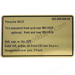 Vehicle Capacities And Tire Pressure Decal, 912e (1976)  (92300650600)