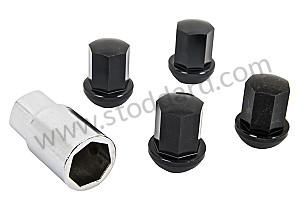 Aluminum wheel locks black.  Set of 5 pcs.  For Porsche 911 years 1965-1998, for aluminum Fuchs rims BLACK / BLACK (SIC18200399)