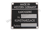 NLA 701 107 00 - Chassis And Paint Number Plate 1965 Through Early 1970 911 And 912