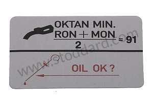 Decal, Type Of Fuel 91 Roz For 1987-1989 911.  (93070120301)